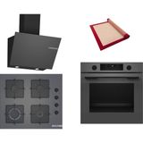 Bosch Gri 3 Lü Ankastre Set 414 ( HUA736EN0T - POP6C9P30O - DWK66PJ70T ) - Buhar Destekli - Pişirme Matı ile