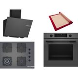 Bosch Gri 3 Lü Ankastre Set 426 ( HUA736EN0T - POH7C9P30O - DWK66PJ70T ) 67CM Wok Bek Ocak - Buhar Destekli - Pişirme Matı ile