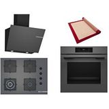 Bosch Gri 3 Lü Ankastre Set 429 ( HJG852YN0T - POH7C9P30O - DWK66PJ70T ) 67CM Wok Bek Ocak - 3D Fry Hava ile Kızartma - Pişirme Matı ile