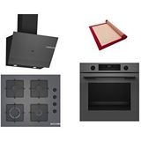 Bosch Gri 3 Lü Ankastre Set 445 ( HUA717BN0T - POP6C9P30O - DWK67PJ70T ) - Buhar Destekli - Pişirme Matı ile