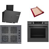 Bosch Gri 3 Lü Ankastre Set 450 ( HUA736EN0T - POP6C9P30O - DWK67PJ70T ) - Buhar Destekli - Pişirme Matı ile