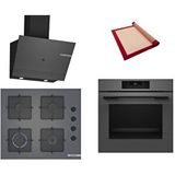 Bosch Gri 3 Lü Ankastre Set 453 ( HJG852YN0T - POP6C9P30O - DWK67PJ70T ) - 3D Fry Hava ile Kızartma - Pişirme Matı ile