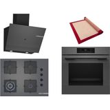 Bosch Gri 3 Lü Ankastre Set 465 ( HJG852YN0T - POH7C9P30O - DWK67PJ70T ) 67CM Wok Bek Ocak - 3D Fry Hava ile Kızartma - Pişirme Matı ile