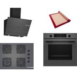 Bosch Gri 3 Lü Ankastre Set 474 ( HUA736EN0T - POP7C9P30O - DWK67PJ70T ) 67CM Ocak - Buhar Destekli - Pişirme Matı ile