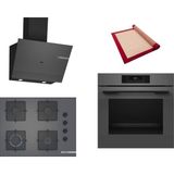 Bosch Gri 3 Lü Ankastre Set 477 ( HJG852YN0T - POP7C9P30O - DWK67PJ70T ) 67CM Ocak - 3D Fry Hava ile Kızartma - Pişirme Matı ile