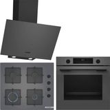 Bosch Gri 3 Lü Ankastre Set 481 ( HUA717BN0T - POP6C9P31O - DWK64PJ70T ) - Buhar Destekli - Fırın Matı ile