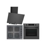 Bosch Gri 3 Lü Ankastre Set 481 ( HUA717BN0T - POP6C9P31O - DWK64PJ70T ) - Buhar Destekli