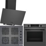 Bosch Gri 3 Lü Ankastre Set 486 ( HUA736EN0T - POP6C9P31O - DWK64PJ70T ) - Buhar Destekli -