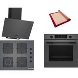 Bosch Gri 3 Lü Ankastre Set 486 ( HUA736EN0T - POP6C9P31O - DWK64PJ70T ) - Buhar Destekli - Fırın Matı ile