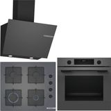 Bosch Gri 3 Lü Ankastre Set 493 ( HUA717BN0T - POP6C9P31O - DWK66PJ70T ) - Buhar Destekli -