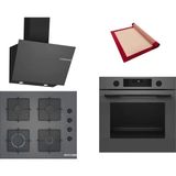 Bosch Gri 3 Lü Ankastre Set 498 ( HUA736EN0T - POP6C9P31O - DWK66PJ70T ) - Buhar Destekli - Pişirme Matı ile
