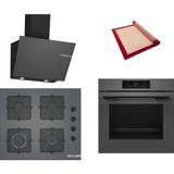 Bosch Gri 3 Lü Ankastre Set 501 ( HJG852YN0T - POP6C9P31O - DWK66PJ70T ) - 3D Fry Hava ile Kızartma -