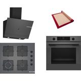 Bosch Gri 3 Lü Ankastre Set 505 ( HUA717BN0T - POP6C9P31O - DWK67PJ70T ) - Buhar Destekli - Pişirme Matı ile