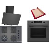 Bosch Gri 3 Lü Ankastre Set 524 ( HUA736EN0T - POH7C9P31O - DWK64PJ70T ) 67CM Wok Bek Ocak - Buhar Destekli -