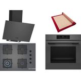 Bosch Gri 3 Lü Ankastre Set 527 ( HJG852YN0T - POH7C9P31O - DWK64PJ70T ) 67CM Wok Bek Ocak - 3D Fry Hava ile Kızartma - Pişirme Matı ile