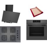 Bosch Gri 3 Lü Ankastre Set 575 ( HJG852YN0T - POP7C9P31O - DWK64PJ70T ) 67CM Ocak - 3D Fry Hava ile Kızartma - Pişirme Matı ile