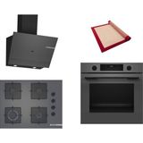 Bosch Gri 3 Lü Ankastre Set 579 ( HUA717BN0T - POP7C9P31O - DWK67PJ70T ) 67CM Ocak - Buhar Destekli -