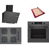 Bosch Gri 3 Lü Ankastre Set 579 ( HUA717BN0T - POP7C9P31O - DWK67PJ70T ) 67CM Ocak - Buhar Destekli - Pişirme Matı ile