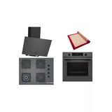 Bosch Gri 3 Lü Ankastre Set (Hua717bn0t-Poh7c9p30o-Dwk64pj70t) - Buhar Destekli - Pişirme Matı İle