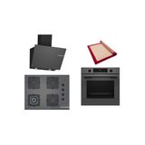 Bosch Gri 3 lü Ankastre Set (HUA717BN0T-POH7C9P30O-DWK66PJ70T) Buhar Destekli - Pişirme Matı ile