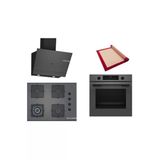 Bosch Gri 3 Lü Ankastre Set (Hua717bn0t-Poh7c9p30o-Dwk67pj70t) Buhar Destekli - Pişirme Matı İle
