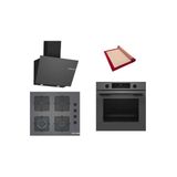 Bosch Gri 3 Lü Ankastre Set (Hua717bn0t-Pop6c9p30o-Dwk66pj70t) Buhar Destekli - Pişirme Matı İle