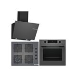 Bosch Gri 3 Lü Ankastre Set ( Hua717bn0t - Pop6c9p31o - Dwk66pj70t ) - Buhar Destekli - Antrasit
