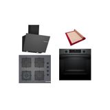 Bosch Gri 3 lü Ankastre Set (HUA736EG0T-POP6C9P31O-DWK66PJ70T) - Buhar Destekli - Pişirme Matı ile