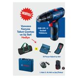 Bosch GSB 120 Li Akülü Vidalama Darbeli Tek Akü Şarjlı Matkap Mavi 12 Volt (23 Parça Uç Seti Çanta Hediye)