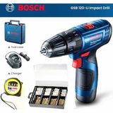 Bosch GSB 120-LI Tek Akü Darbeli Vidalama Makinesi ve 173 Parça Vidalama Sabitleme Seti + Metre