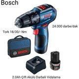 Bosch Gsb 12V-30 2.0AH Çift Akülü Darbeli Vidalama +43 Parça Vidalama Ucu + Lokma Anahtar Seti Hediye - VİDALAMA UÇLARI HEDİYE