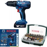Bosch Gsb 180-Lİ 18V 2AH Darbeli Akülü Vidalama 54 Nm Tork ve 32 Parça Vidalama Ucu Seti