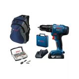 Bosch Gsb 183-LI 2 Ah Tek Akülü Vidalama Darbeli Matkap + 32 Parça Bits Uç Seti + Mavi Sırt Çantası