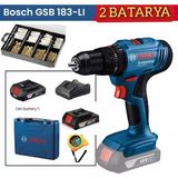 Bosch Gsb 183 Li Çift Bataryalı Darbeli Akülü Vidalama, Bosch 173 Parça Matkap Ucu Seti ve Metre