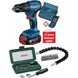 Bosch Gsb 185-LI 18 W Tek Akülü Kömürsüz Darbeli Matkap Vidalama Seti Esnek Uç ve 23 Parça Aksesuar