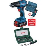 Bosch Gsb 185'li 18 W Tek Akülü Kömürsüz Darbeli Matkap Vidalama ve 46 Parça Tornavida Seti