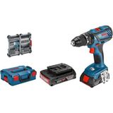Bosch Gsb 18V-28 Professional 2.0 Ah Çift Akü Darbeli Delme Vidalama Makinesi + 35 Parça Set - MAVİ