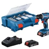 Bosch Gsb 18V-45 Çift Akülü 2.0 Ah Darbeli Vidalama + 63 Parça Aksesuar Seti