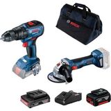 Bosch Gsb 18V-50 Matkap 2.0 Ah + 5.0 Ah Akülü + Gws 180-LI Taşlama + Bosch Kanvas Çanta