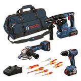 Bosch Gsb 18V-65+Gws 18V-11+Gbh 18V-24 C+3Xgba5.0ah+Vde Tornavida Ve Pense Seti