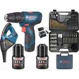 Bosch Gsb Darbeli 120 Li 3 Ah Çift Akülü Vidalama + Bosch Gas 12 Şarjlı Araç Süpürgesi + Bosch V-Line 103 Parça Uç Seti