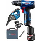 Bosch Gsr 120 Li 2 Ah Tek Akülü Vidalama + Bosch Gas 12 Şarjlı Araç Süpürgesi