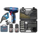 Bosch Gsr 120 Li 3 Ah Çift Bataryalı Vidalama + Bosch Gas 12 Şarjlı Araç Süpürgesi + Bosch V-Line 103 Parça Uç Seti