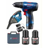 Bosch Gsr 120 Li 3 Ah Çift Bataryalı Vidalama ve Gas 12 Şarjlı Araç Süpürgesi