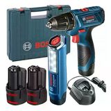 Bosch GSR 120-LI Akülü Vidalama + GLI 12V-300 Fener Çift Akülü 2 Ah Elektrikli El Aletleri Seti