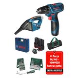 Bosch GSR 120 Li Çift Akülü Vidalama Şarjlı Matkap Şarjlı Süpürge GAS 12V Araç Oto Atölye Süpürgesi