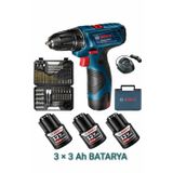 Bosch Gsr 120 Li Darbesiz 3 Adet 3 Ah Akülü Vidalama ve V-line 103 Parça Uç Seti