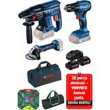 Bosch Gsr 185-lı Gws 180-lı Gbh 180-lı Şarjlı Vidalama Akülü Taşlama Kırıcı Delici Hilti Makine Seti