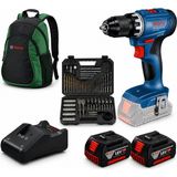Bosch Gsr 18V-45 Akülü Vidalama Seti Kömürsüz (2*4AH) +103 Parça+ Sırt Çantası Hediyeli