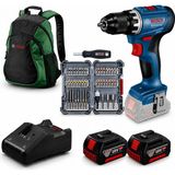 Bosch Gsr 18V-45 Akülü Vidalama Seti Kömürsüz (2*4AH) +45 Parça + Sırt Çantası Hediyeli